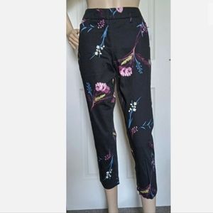 Worthington Women's Parker Ankle Black Floral Pants Size 16